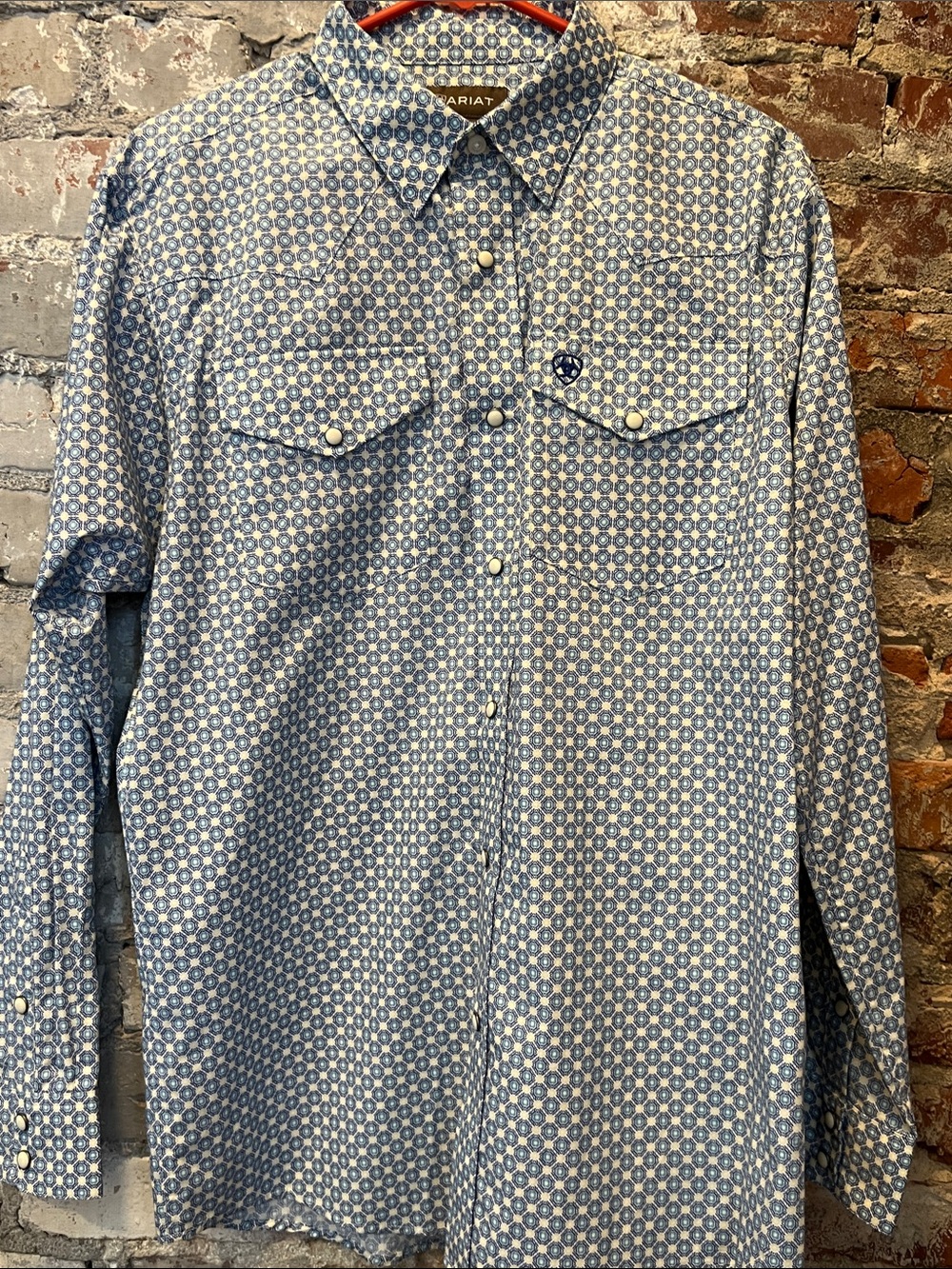 Ariat Light Blue Geometric Western Snap Shirt